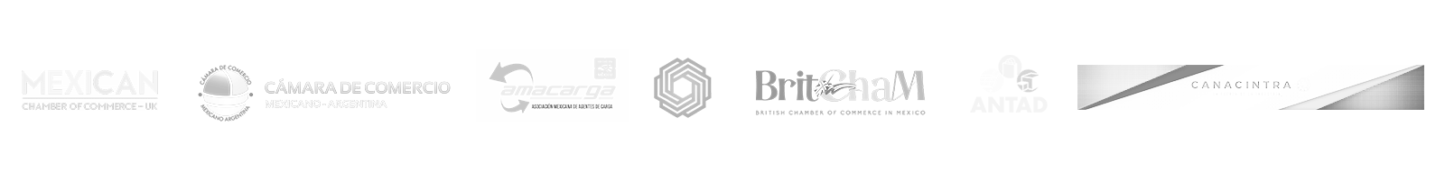 Cámara de Comercio Mexicano-Argentina · Amacarga · BritCham · ANTAD · Mexican Chamber of Commerce UK · Canacintra